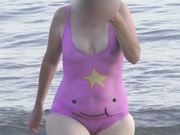 smiley swimsuit transparent when wet