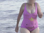 smiley swimsuit transparent when wet