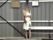 Drops her towel naked at pool