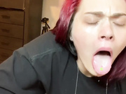 Slut sucks dildo