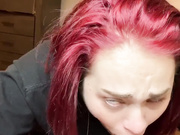 Slut sucks dildo