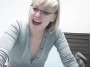 Hot Mature Blonde with Glasses and Short Hair Helping Guys R