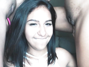 Hot beautiful Latin girl licking dirty pussy cums on mouse