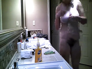 hairy sister undressing in bathroom