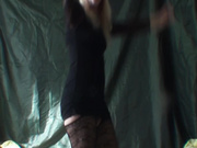Girl dances in short dress with her pussy showing