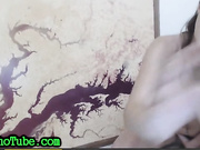 Shoving Long Dildo Deep In Her Throat