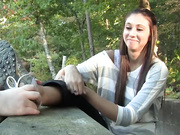 Bree barefoot tickling challenge