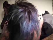 SEXY TEEN TATTOOED BLUE HAIR PUNK KAT MAYHEM BLOWJOB FOOTJOB EDGE PLAY POV 1080p