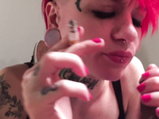 Gorgeous Alt Teen Smokes Cigarettes While Giving Sloppy Blowjob In Sneakers 1080p