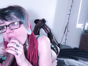 Tattooed Dreaded Teen In Glasses Gives Great Sensual Blowjob + Gets Facial 1080p