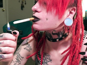 Hot Goth Girl Smokes Cigarettes and Cock + Uses Her Split Tongue Like A Pro 1080p