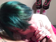 Short Hair Stoner Slut In Sneakers and Fishnet Gives BEST Head and Swallows 1080p
