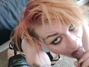 Cum In My Mouth, Please Pale Redhead Goth In Boots Gags Until She Gets It 1080p