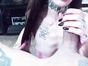 Gorgeous Tattooed Emo Slut In Purple Stockings Sucks Like A PRO & Swallows 1080p