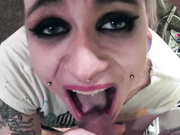 Blonde Teen With Tattoos Blows While Masturbating In Fishnets + Swallows 1080p