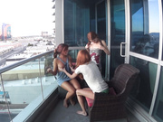 Jenny Blighe - 3 Girls Vegas Balcony Public Cum