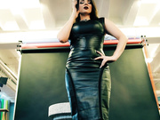 Goddess Alexandra Snow - Black Leather and Fur Photoshoot