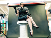 Goddess Alexandra Snow - Black Leather and Fur Photoshoot