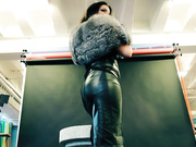 Goddess Alexandra Snow - Black Leather and Fur Photoshoot