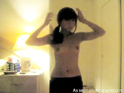 Tiny Asian teen striptease