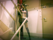 milf lacey lacey cums in the stairwell