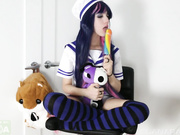 Stocking Fucks Her Ass With A Lollipop