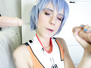 Lana Rain Slutty Double Blowjob with Ayanami Rei