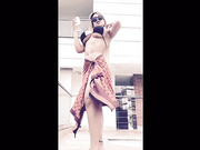 sofianix showing off in a public pool