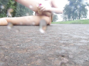 Sweet teen - Masturbation on the road with rain