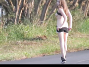 Sweet teen - Customised video, naked on the road