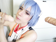 Lana Rain - Slutty Double Blowjob With Ayanami Rei