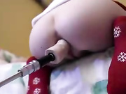 she is an anal christmas elf with a machine