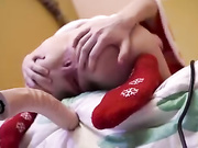she is an anal christmas elf with a machine