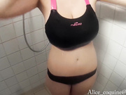 Busty teen fucked in the swimming pool's changing room