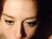 18 Year Old Redhead deepthroats a massive cock