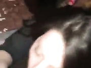 Slutty white girl sucks black dick