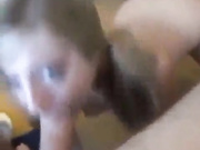 Blonde teen sucking huge cock