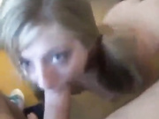Blonde teen sucking huge cock