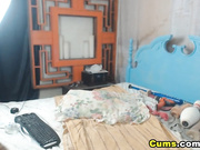 Busty Brunette Wildly Fucks Her Ass and Cunt