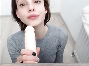 Gagging with eager blue eyes