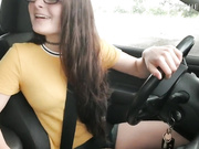 Petite Peaches uses her Vibe and Dildo in Public