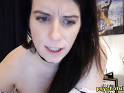 Busty Brunette Sheds Black Lace Lingerie
