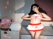 Japanesse brunette girl tease you a nurse suit