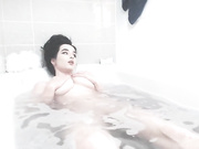 Big tit natural brunette take a shower and fuck herself so h