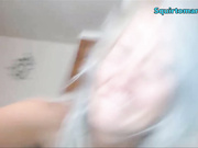 Squirting Madness on Transparent Chair with Gray Hair Beauty